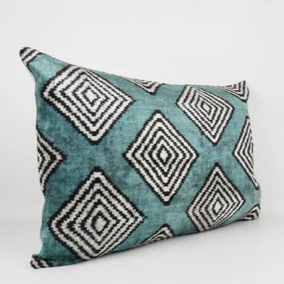 TealIkatVelvetlumbercushion