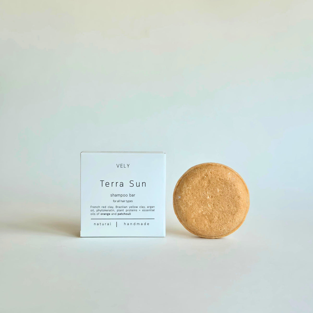 terra sun solid shampoo bar in white box