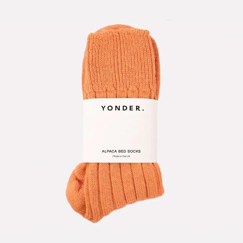 Ribbed Alpaca Bed Socks - Tangerine