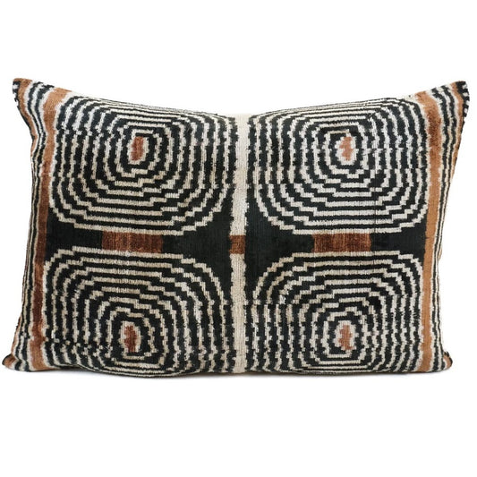 African Pattern Silk Velvet Ikat Lumber Cushion