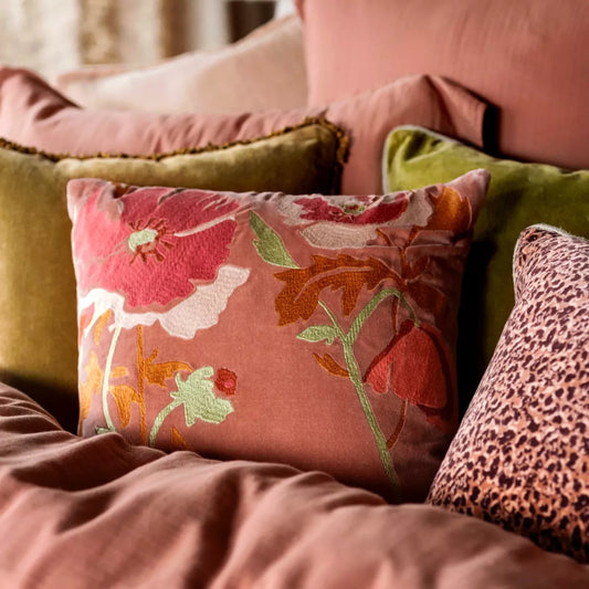 Bristol Moccacino Embroidered Velvet Cushion