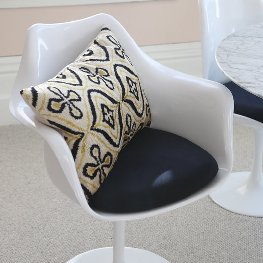 Silk Velvet ikat cushion with cross motif