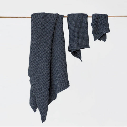 charcoal linen waffle towels