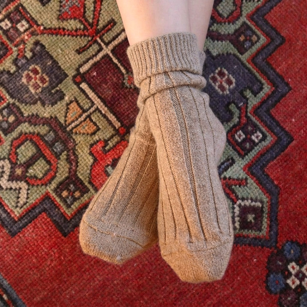 Fawn Alpaca Bed Socks Size 4-8
