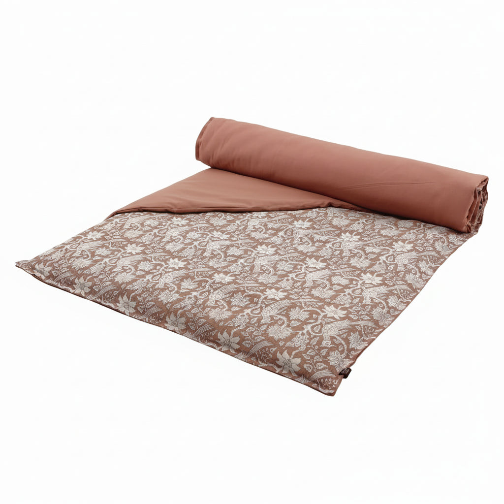 linen block print bed scarf