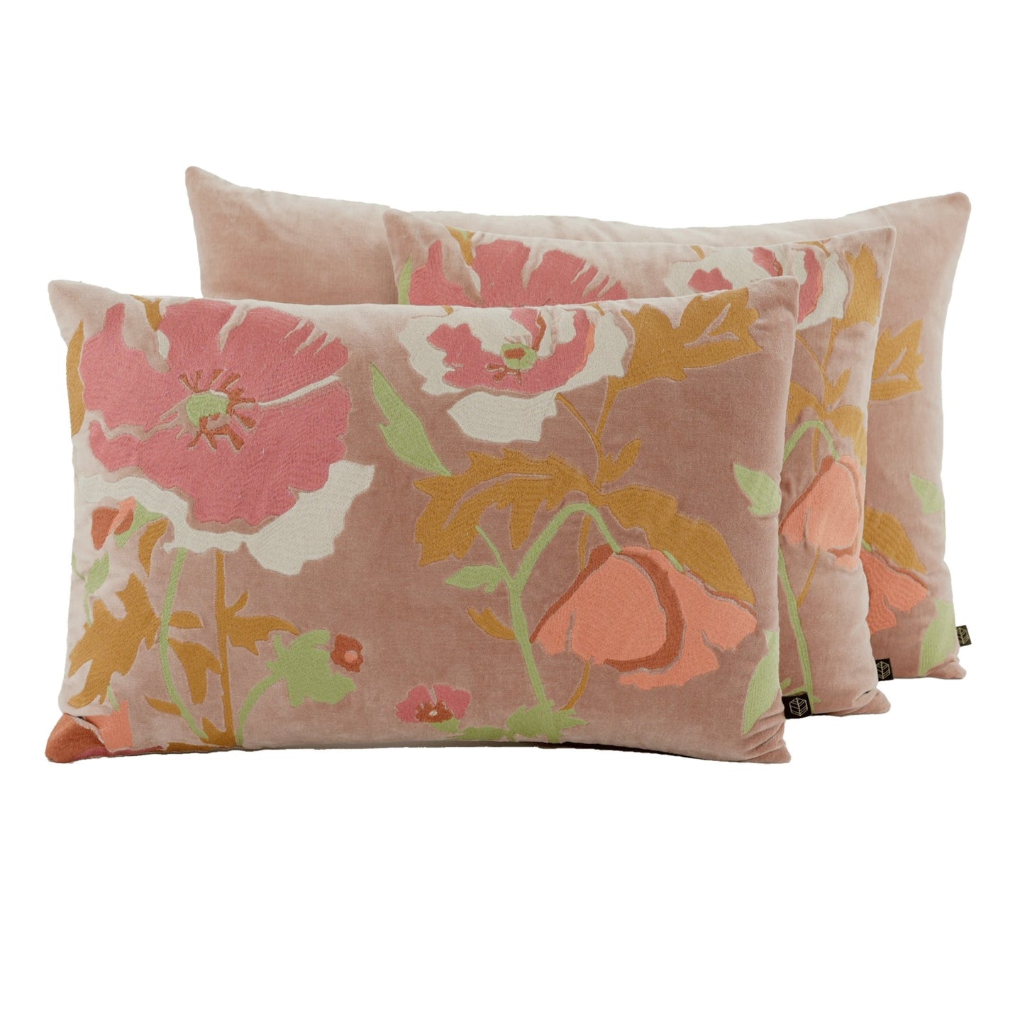 Bristol Embroidered Velvet Cushion - Moccacino