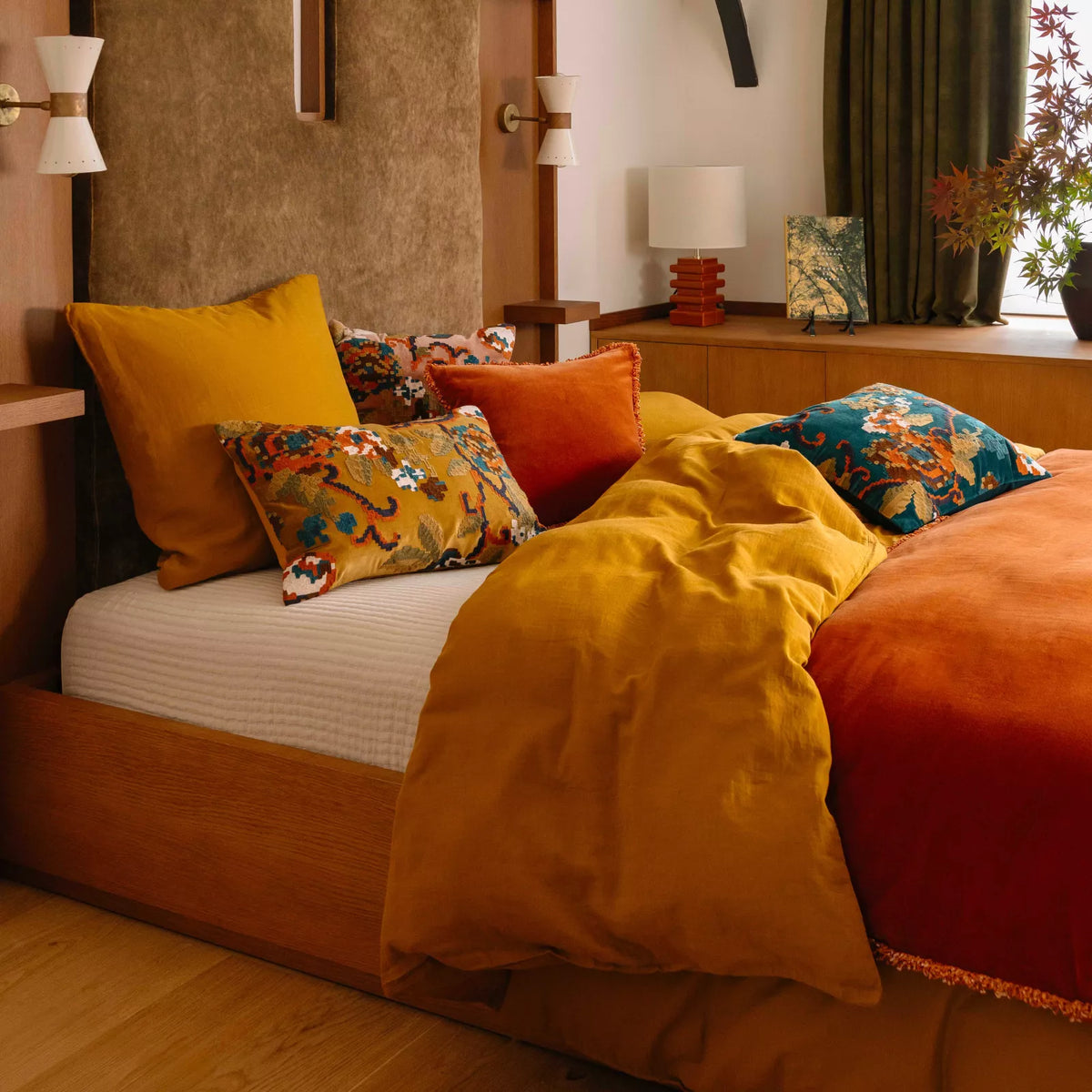Kendal Cumin Embroidered Velvet Cushion