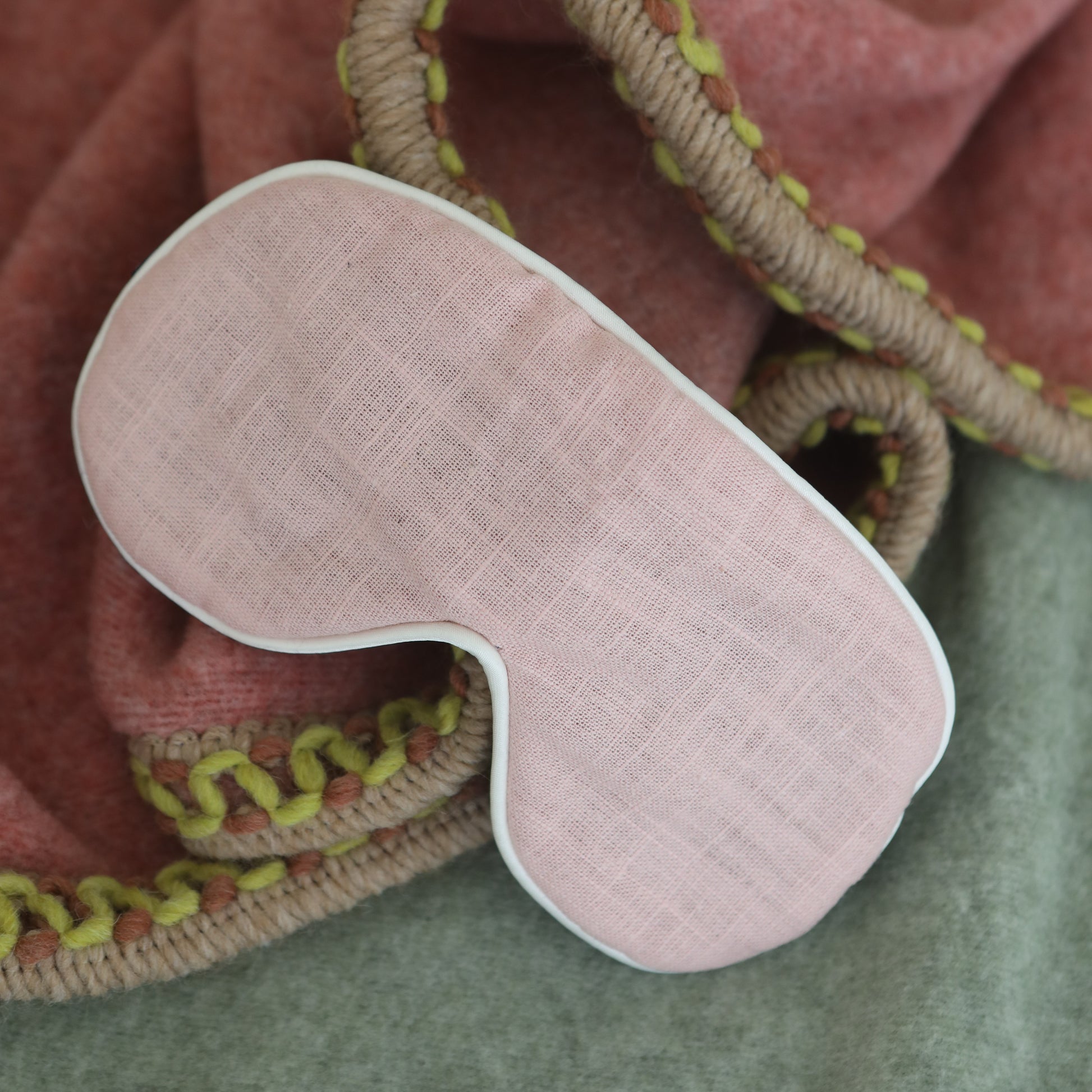 Pink Linen Eye Mask