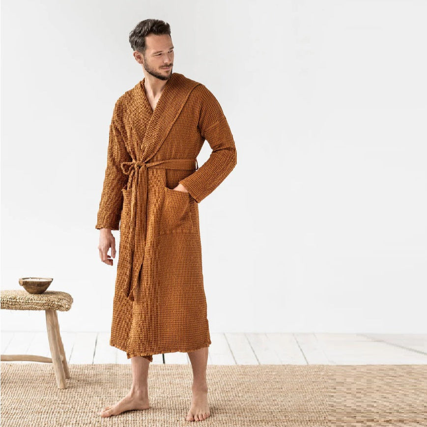 mens cinnamon waffle robe