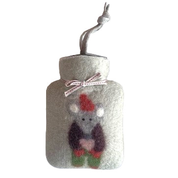 mouse hot water bottle in hand felted wool