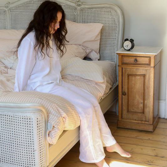 Hanover Pure Linen Pyjamas White with Wide Leg
