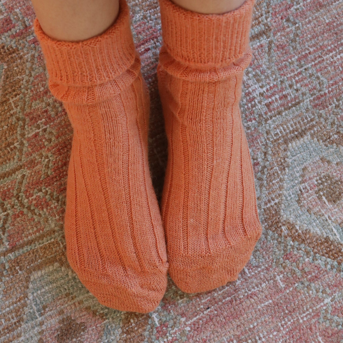 Burnt Orange Alpaca Bed Socks Size 4-8