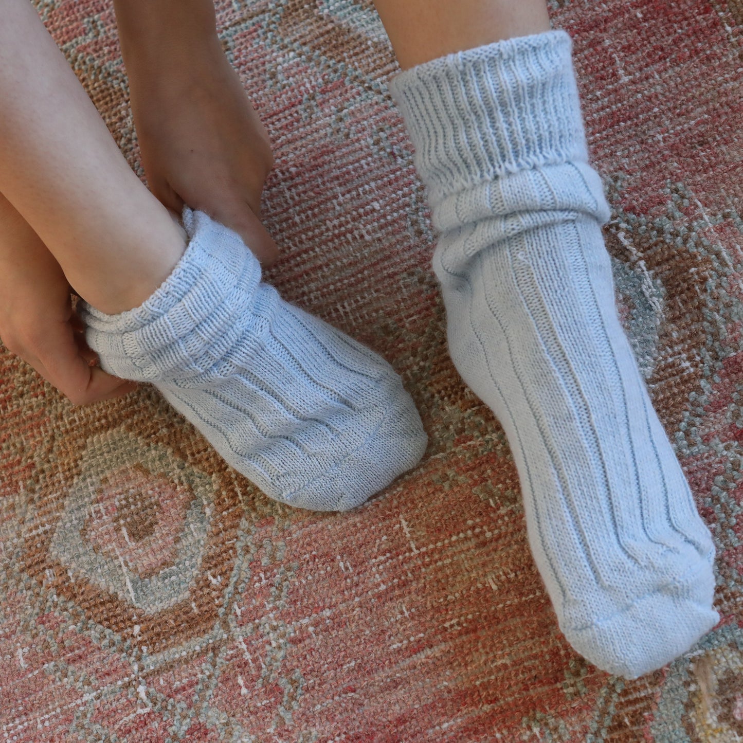 Blue Alpaca Bed Socks Size 4-8