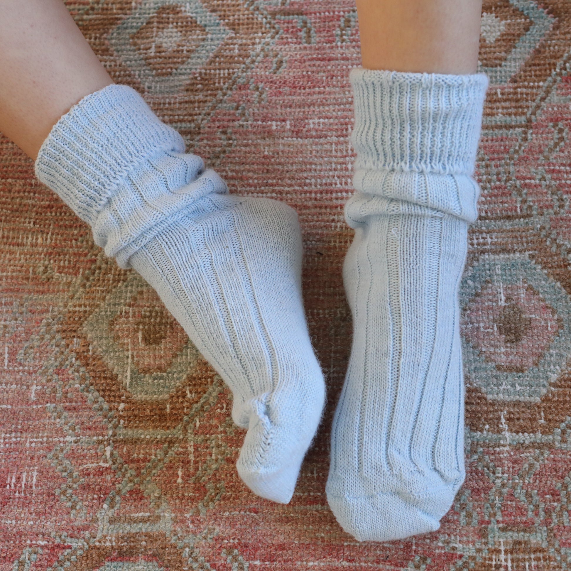 Baby blue bed socks
