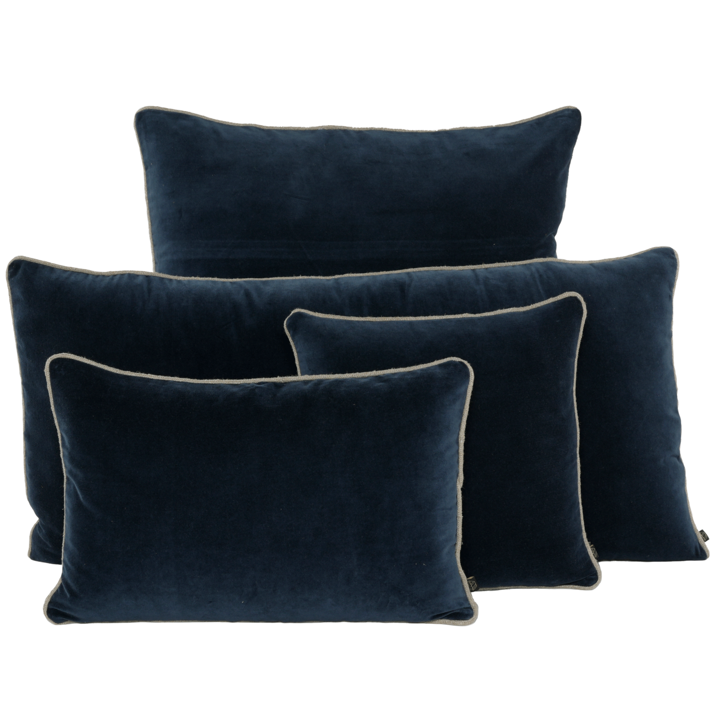 Piped Velvet Cushion - Ink