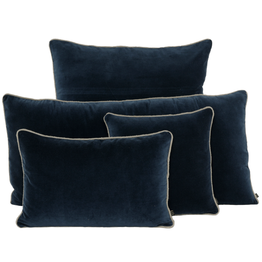 Piped Velvet Cushion - Ink