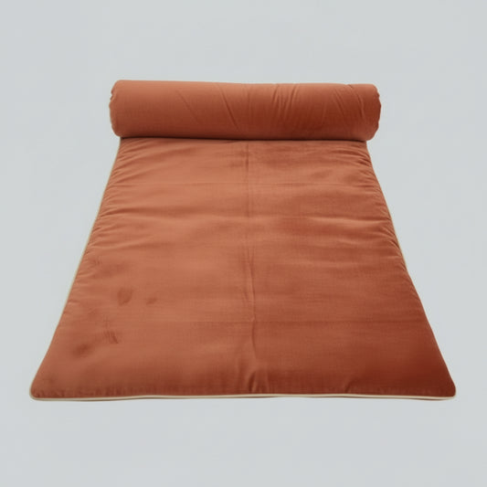 Brick coloured velvet bed scarf