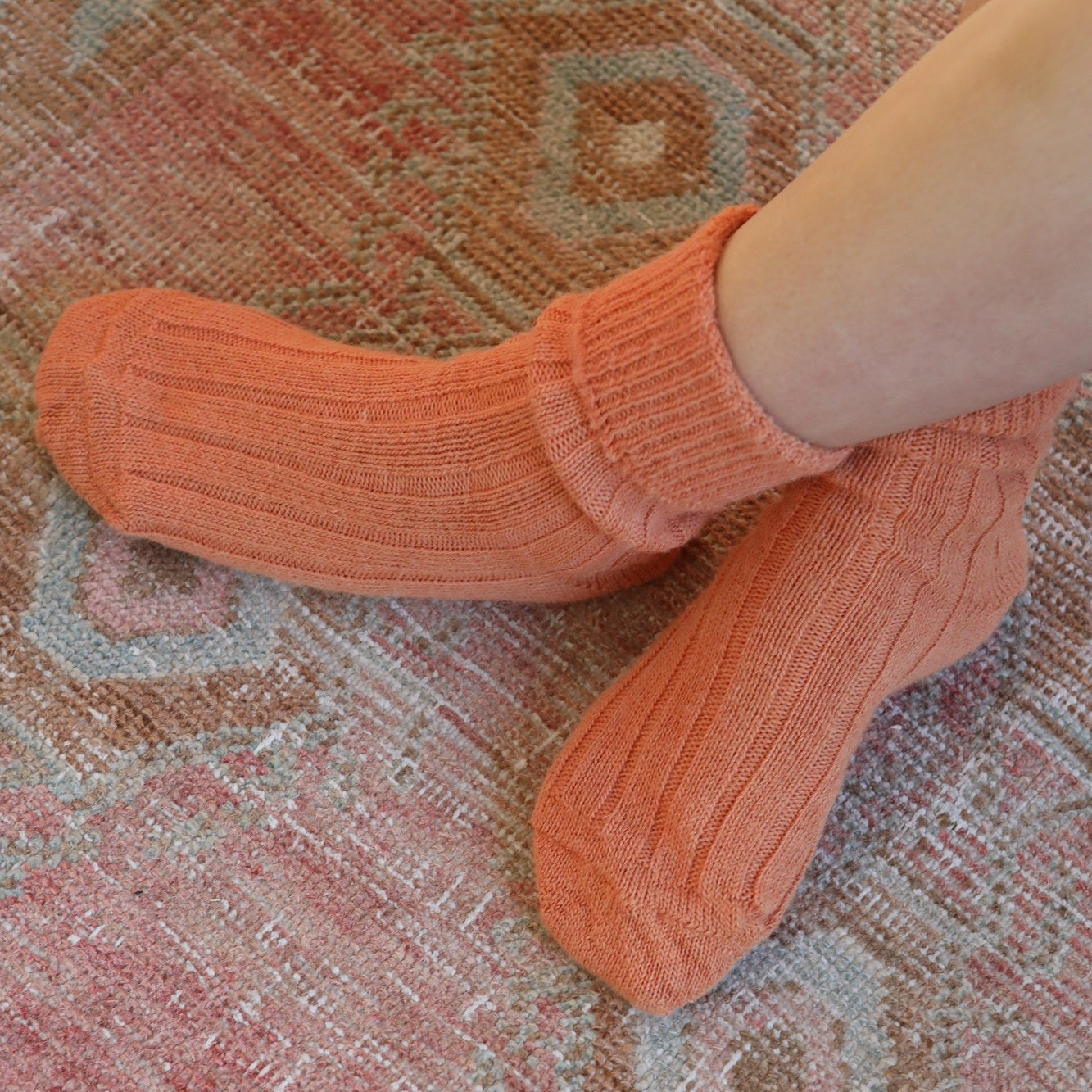 Burnt orange alpaca socks