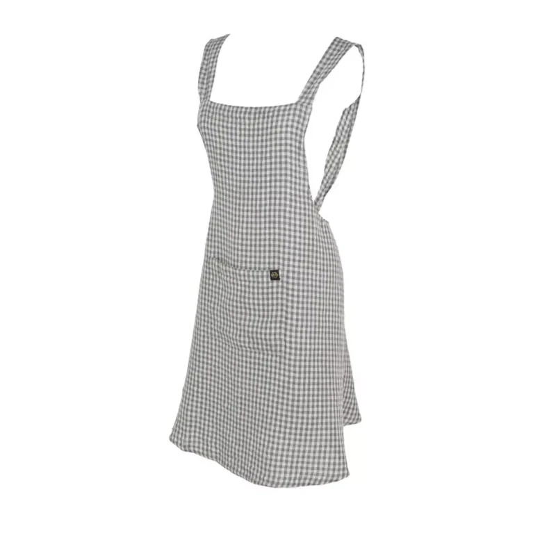 Gingham Linen Japanese style apron