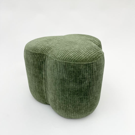 Green corduroy pouffe