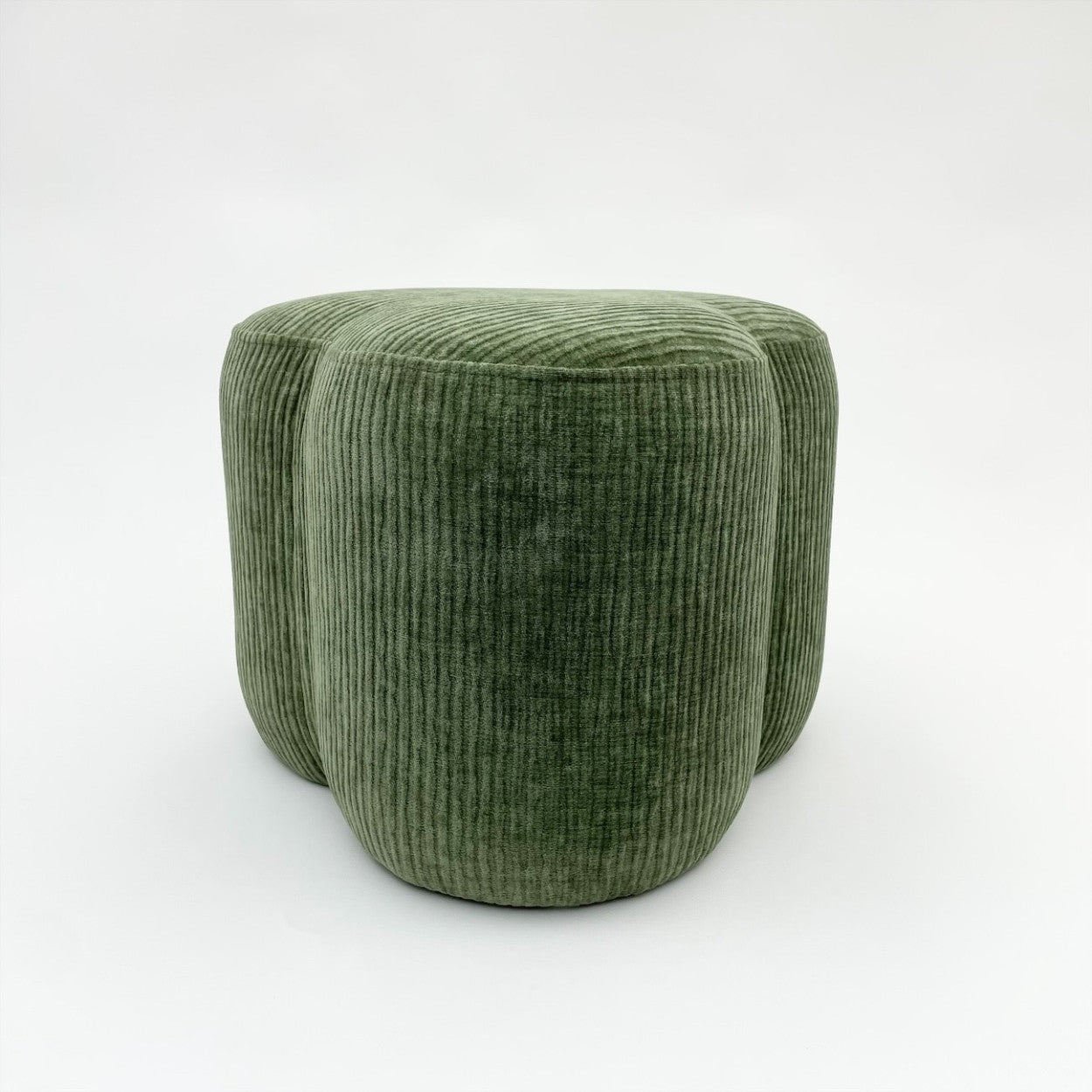Green corduroy pouffe