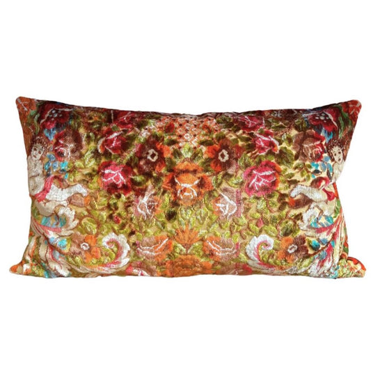 Italian Vintage Velvet Lumber Cushion with Putti
