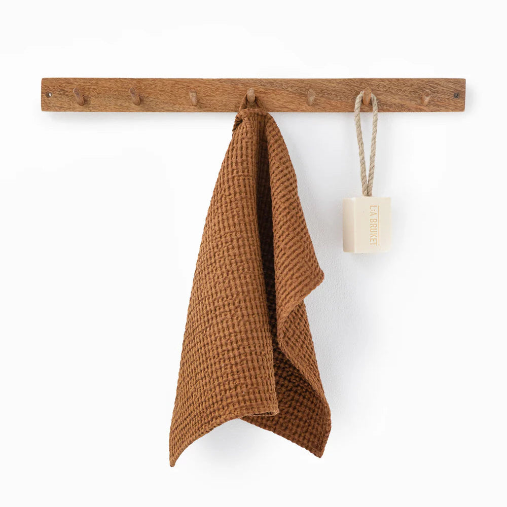 cinnamon linen waffle towels