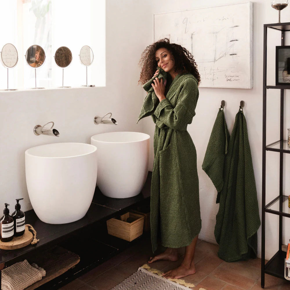 Olive Green waffle robe