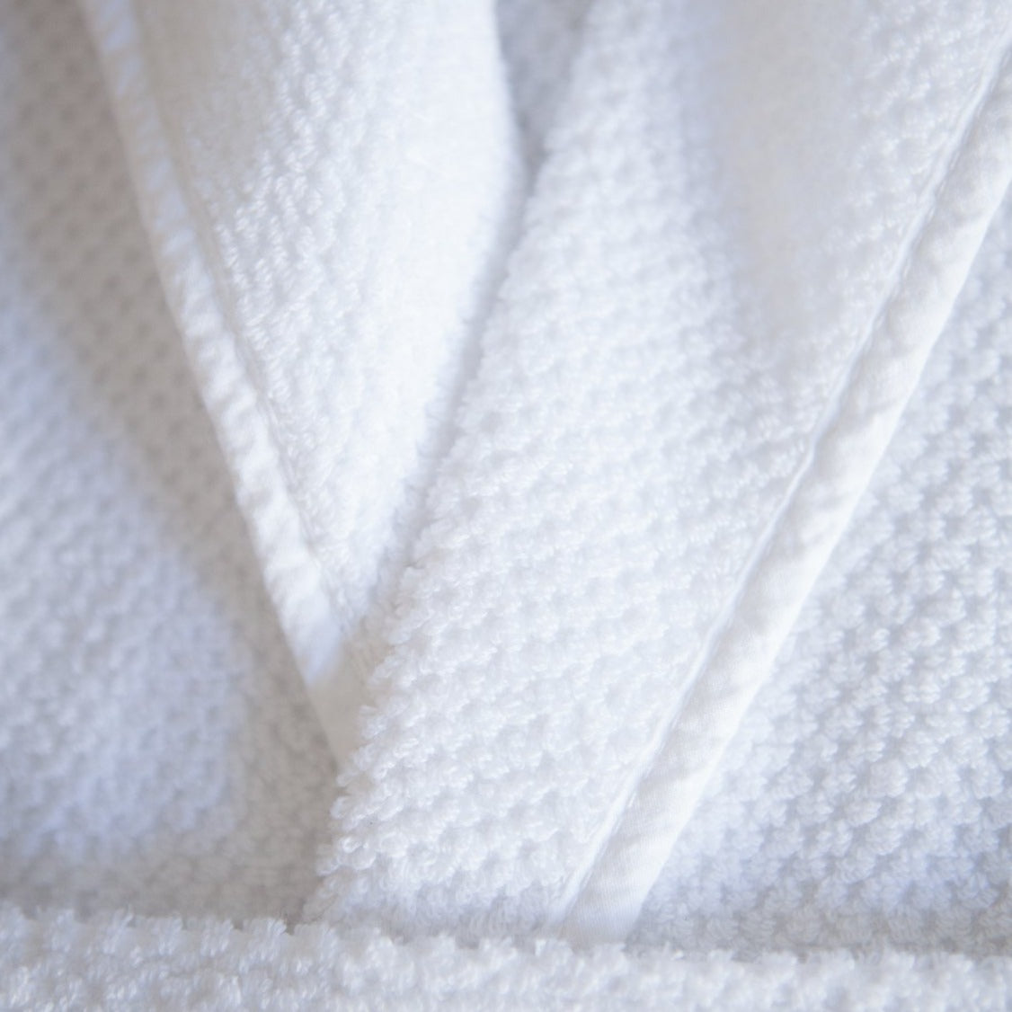 Bee Waffle Hooded Robe White Close Up