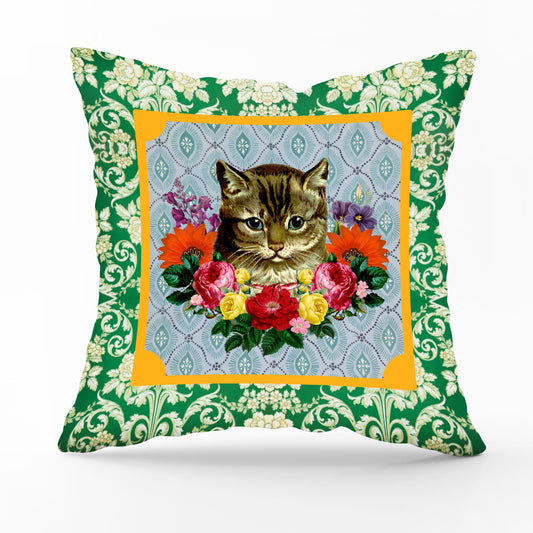 Cat Printed Velvet Cushion 40x40cm