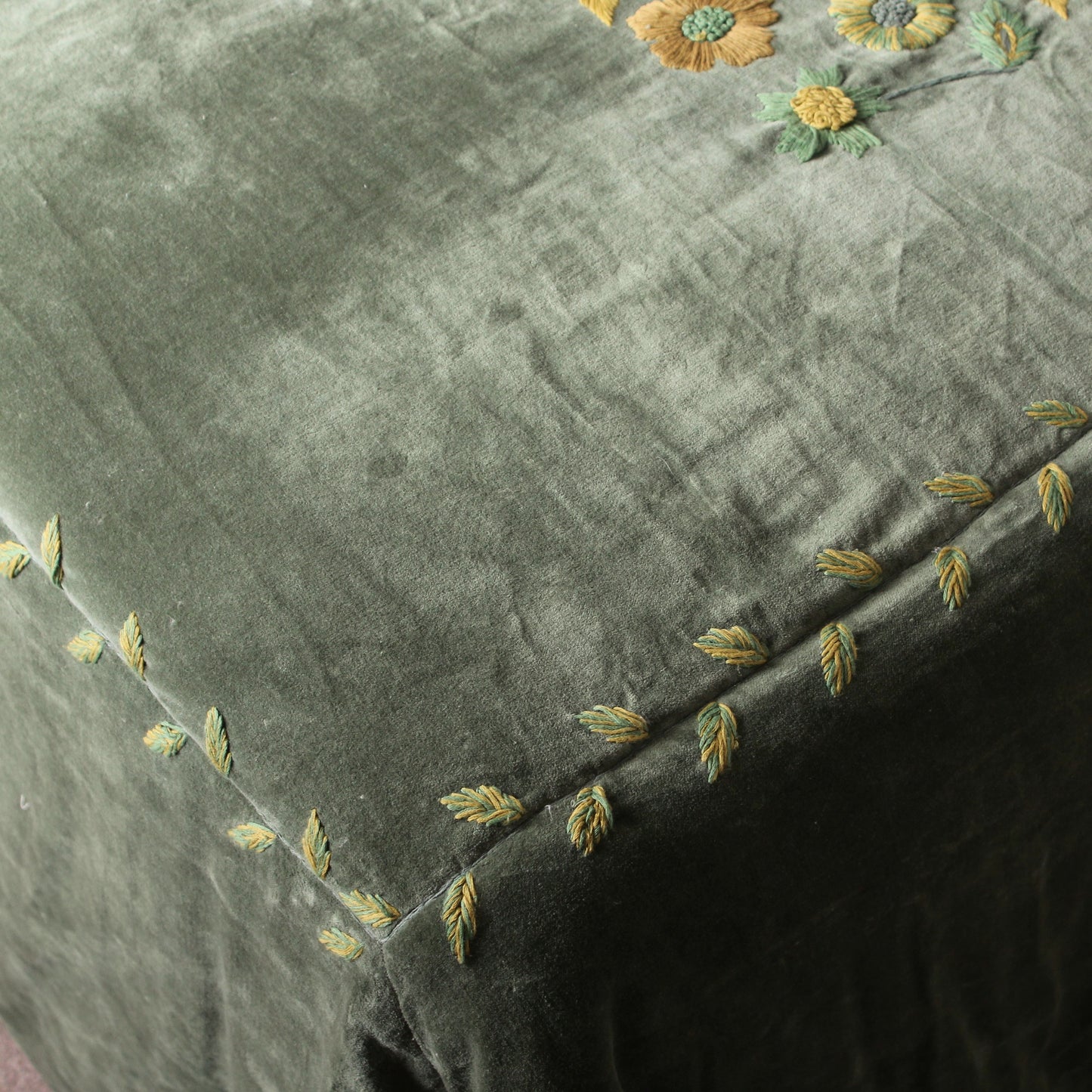 Eden Hand Embroidered Velvet Bedspread Corner