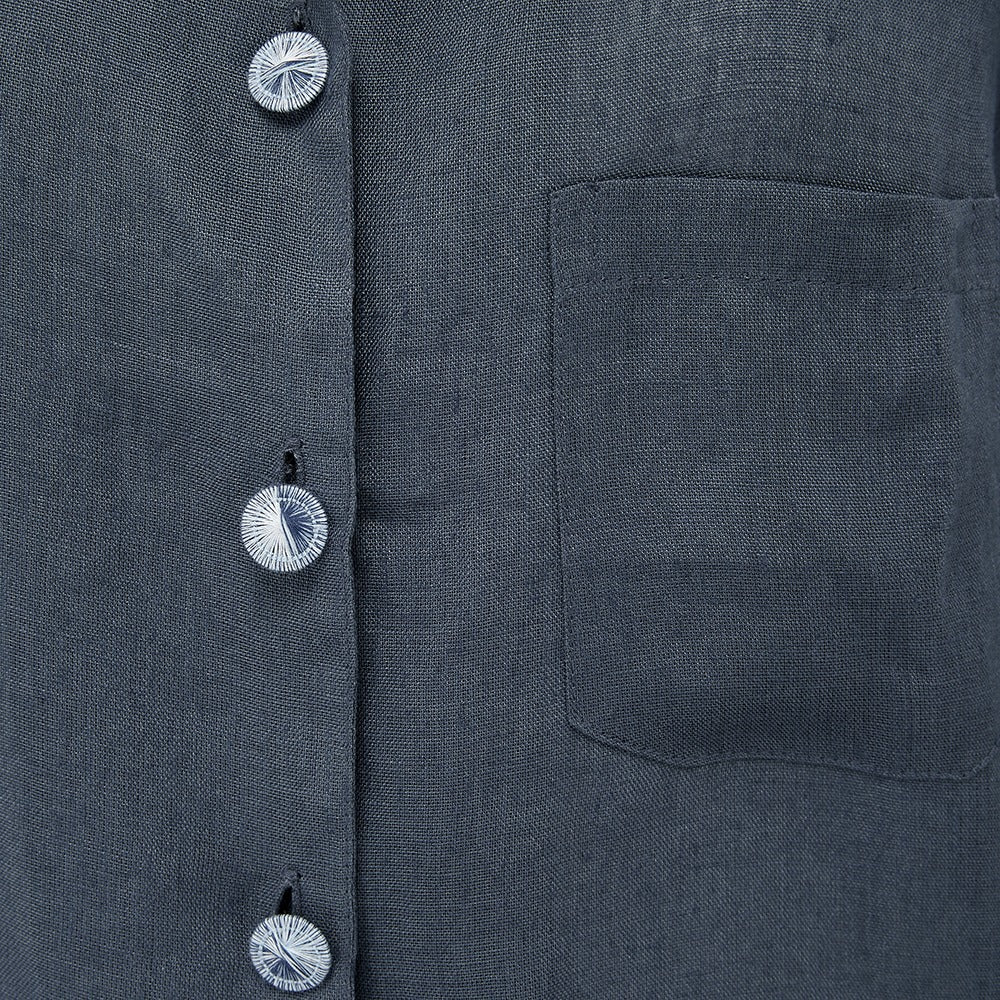 Hanover Pure Linen Pyjamas Ink Dorset Button Detail