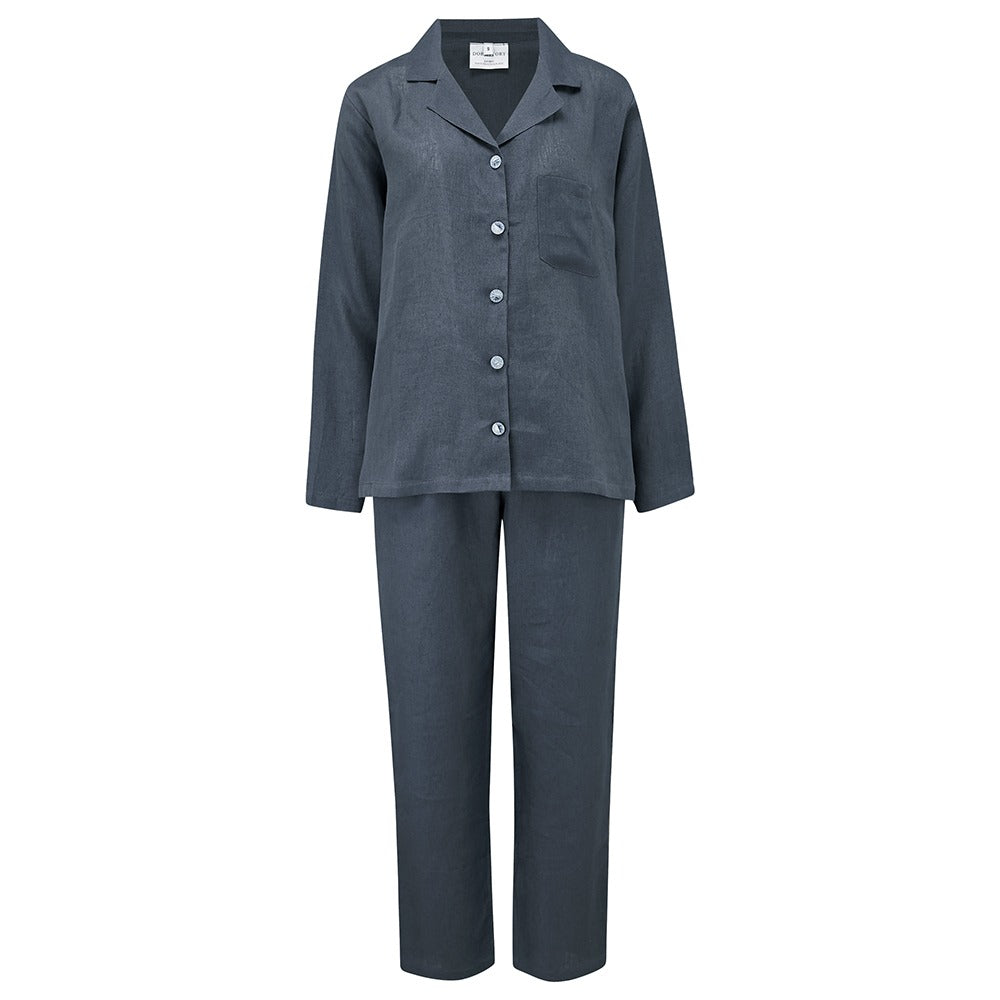 Hanover Pure Linen Pyjamas Ink Front