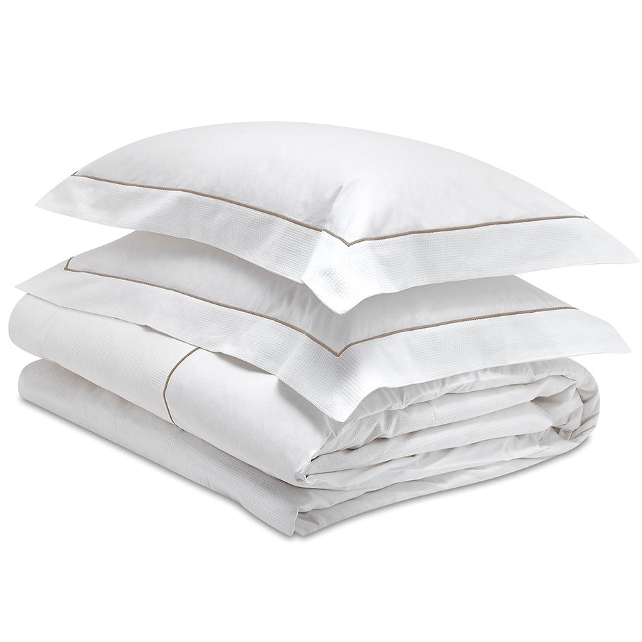 Hoxton Duvet Cover Set White/Taupe