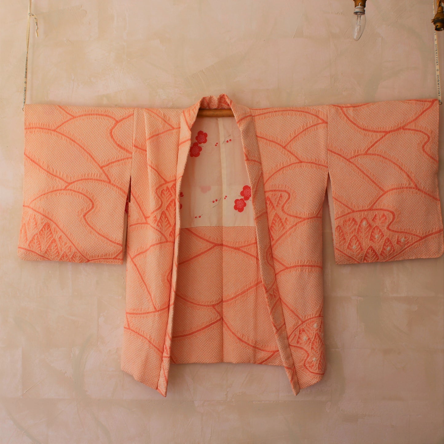 Vintage Silk Peach Forest Haori