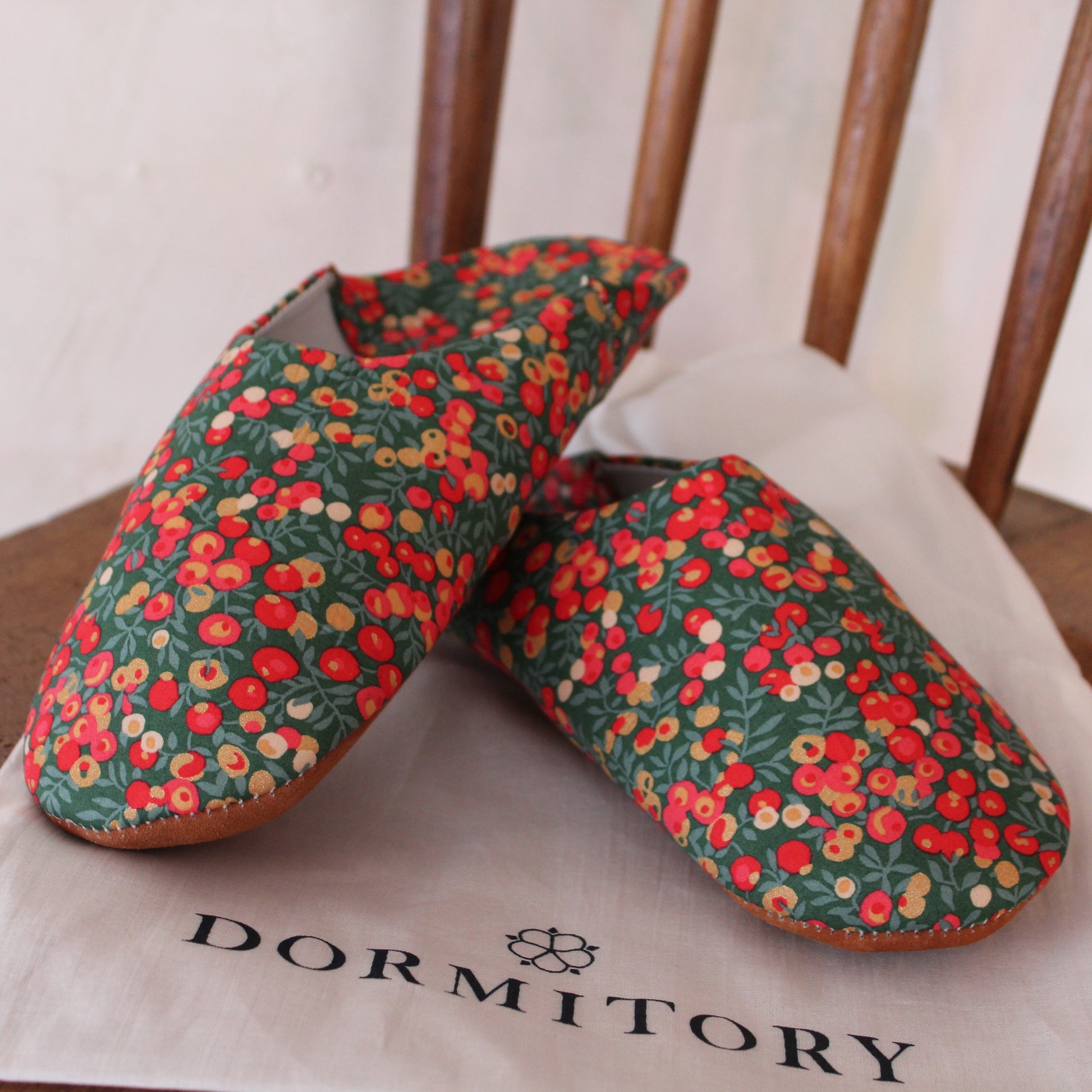Liberty Print Babouche Slippers Wiltshire Red