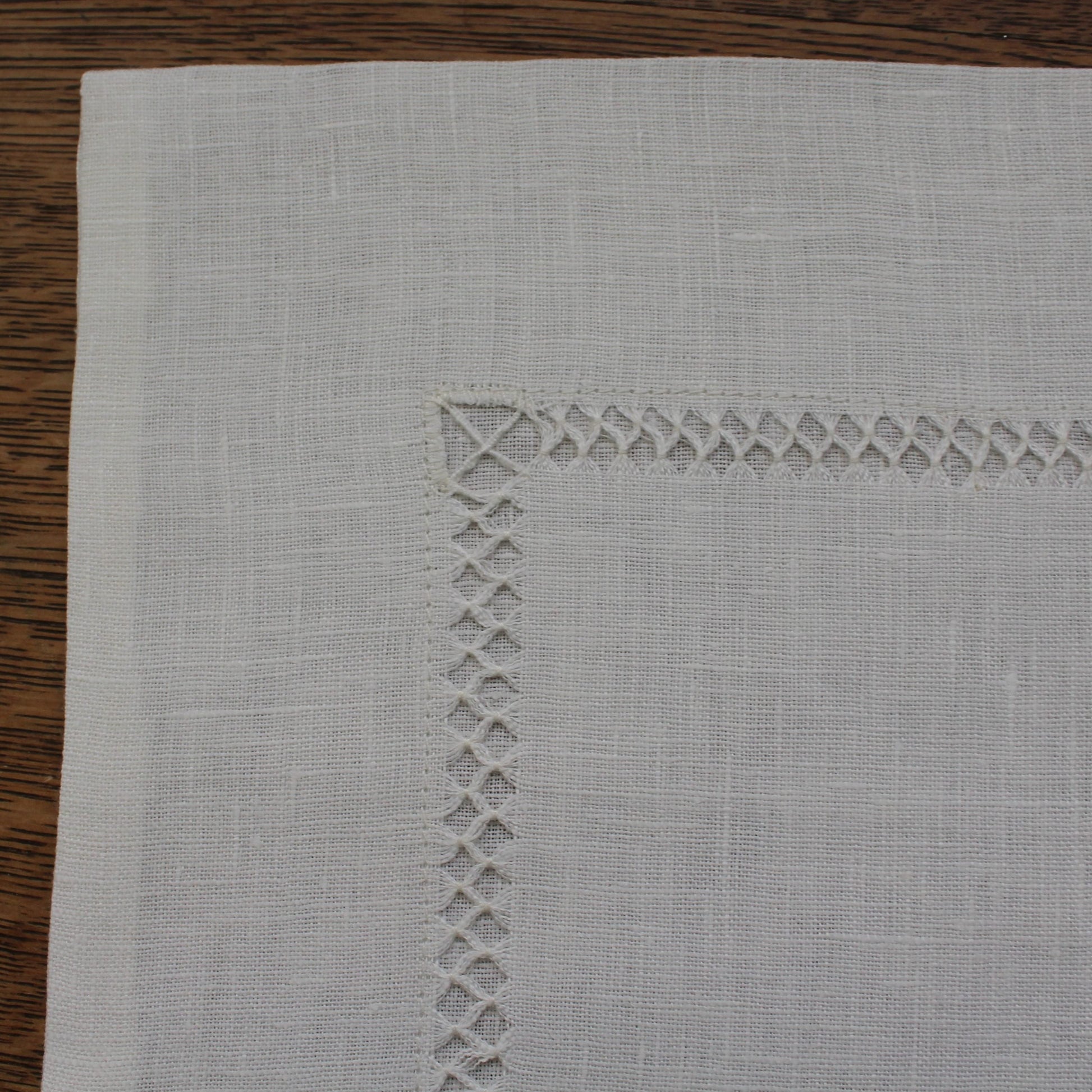 Linen Cot Sheet Set Ladder Stitch Detail