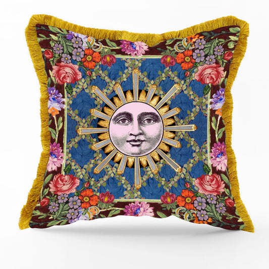 Sun Printed Velvet Cushion